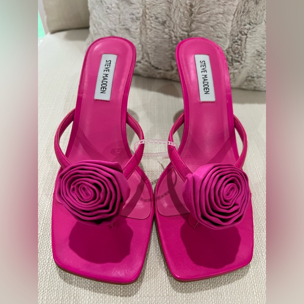 Steve Madden Hot Pink Floral Slide Sandals